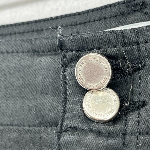 ZARA Jeans Womens 10 Slouchy Wax Coated Jeans Tapered Trouser Cotton Blend Black - Picture 7 of 16